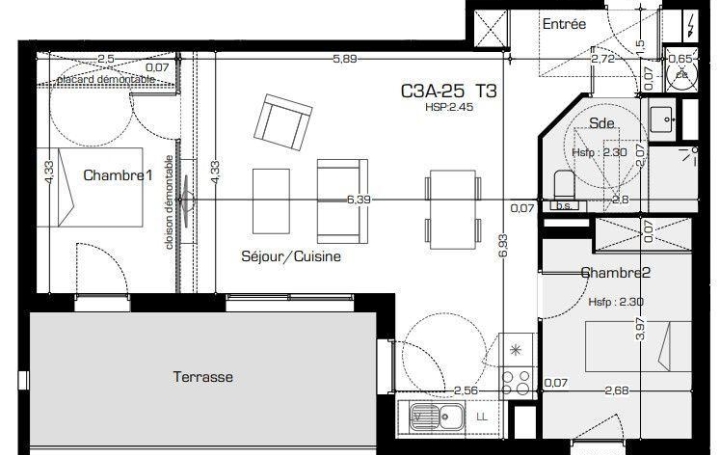 Appartement P3   BEZIERS  65 m2 238 500 € 